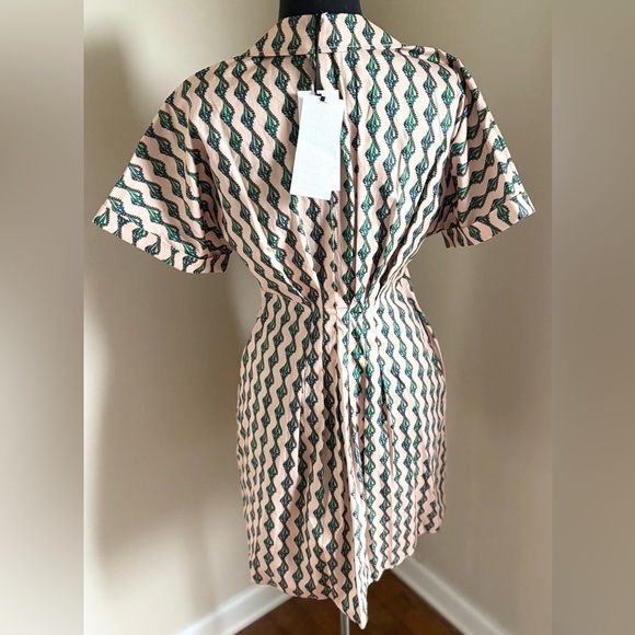 NWT Saloni Riya Ocean Stripe Seashell Print Stretch Cotton Pleated Mini Dress - Picture 8 of 14